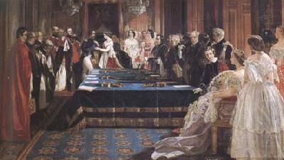Edward Matthew Ward The Investiture of Napoleon III with the Order of the Garter 18 April 1855 (mk25) oil painting picture